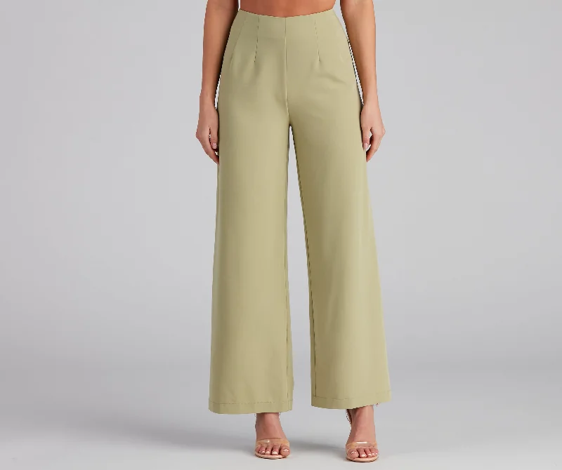 French Style She Means Business Wide-Leg Pants