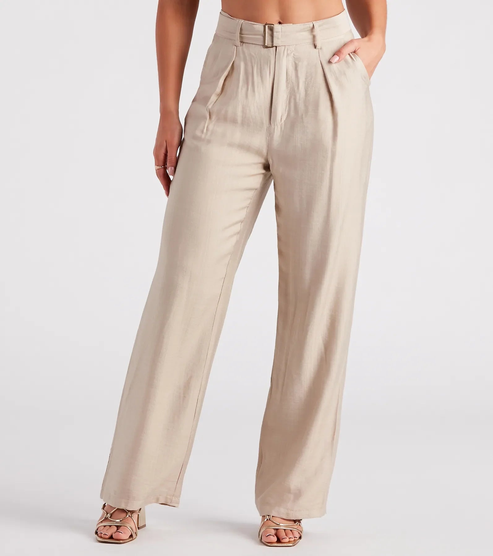 Casual Ease Show Up In Style Linen Wide Leg Trouser Pants