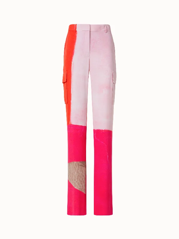Eye-catching Personality Silk Cargo Pants with Spectra Print