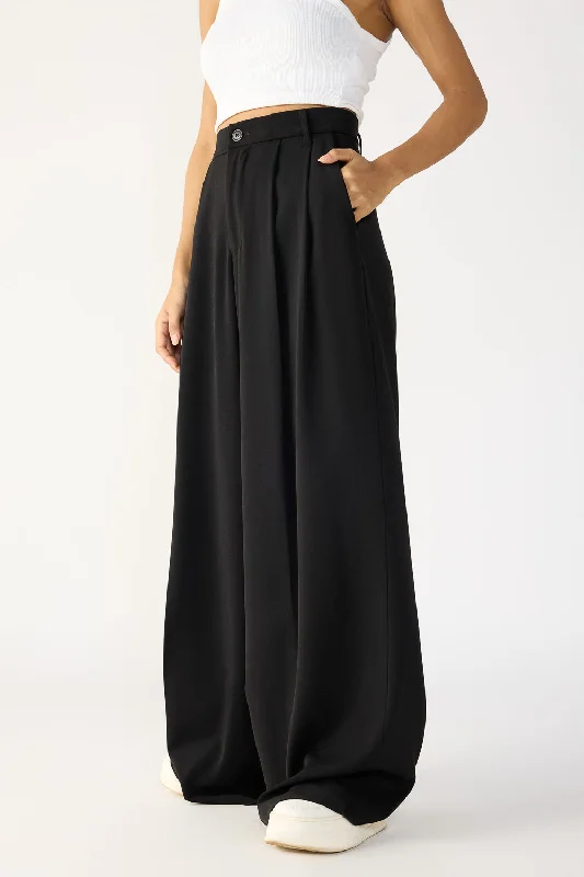 Silken Black Flared Formal Korean Pants