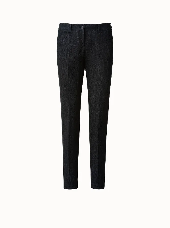 Ultra-lightweight Slim Leg Cotton Denim Pants