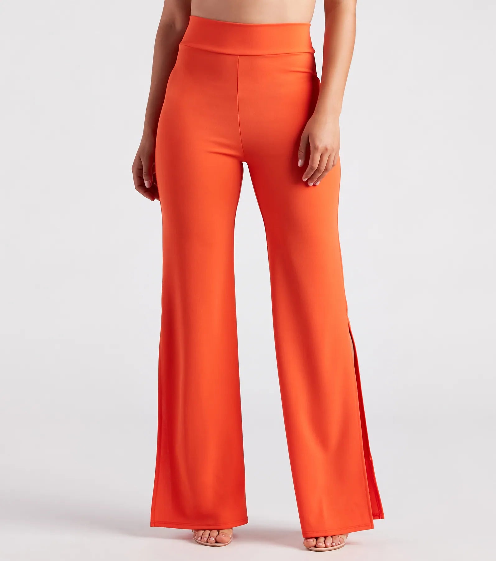 Cozy Apparel Slit Decision Crepe High-Rise Pants