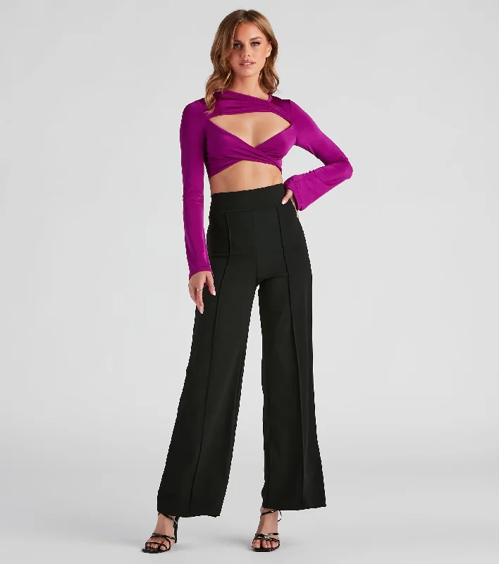 Free Design So Chic Crepe Wide-Leg Pants