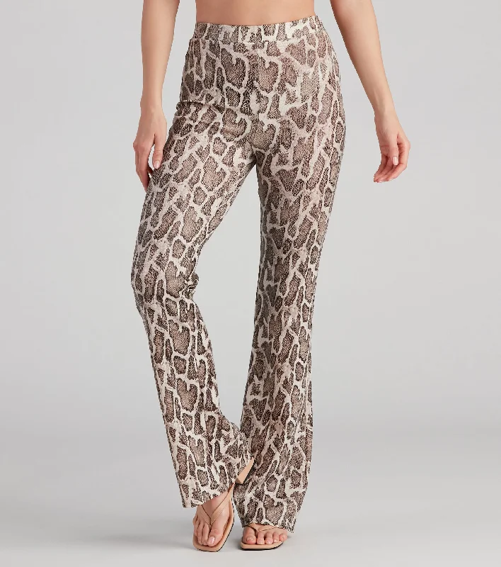 Elegant Style So Sassy Snake Print Wide-Leg Pants