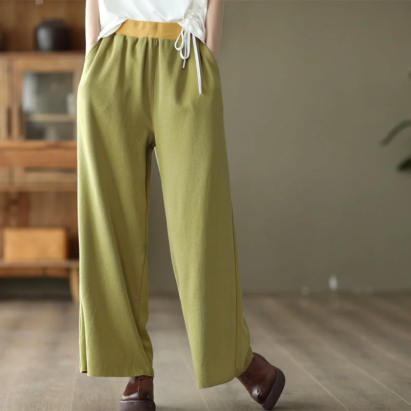 Spring Women Loose Color Matching Wide Leg Pants