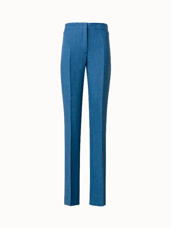 Floral Prints Straight Linen Pants