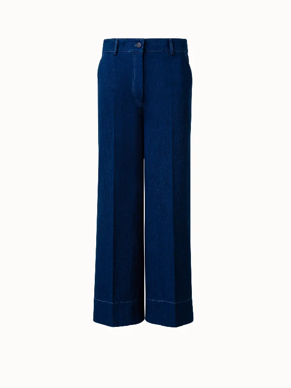 Trendy Wear Stretch Denim Cropped High Waist Pants