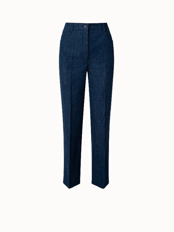 Soft Textures Stretch Denim Cropped Straight Leg Pants