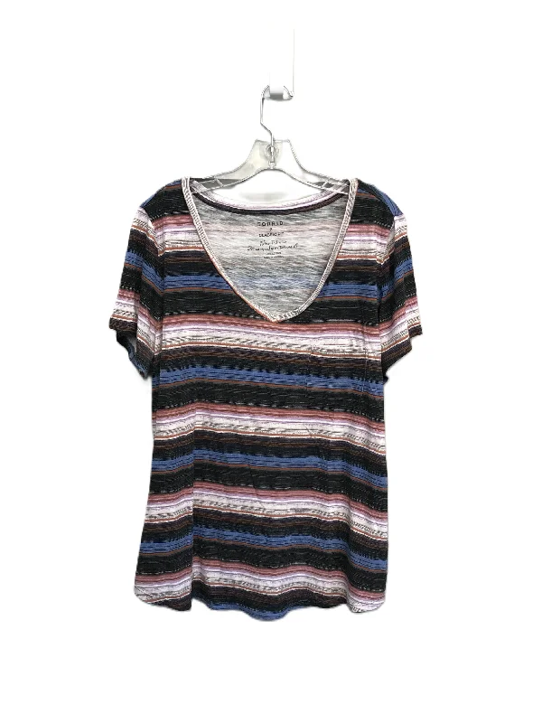 Elegant Comfort Striped Pattern Top Short Sleeve By Torrid, Size: 2x