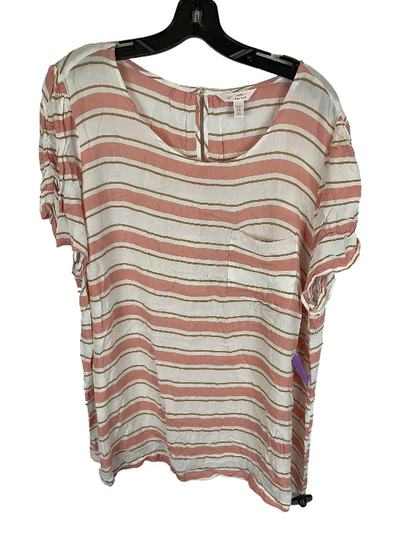 Soft Touch Striped Pattern Top Short Sleeve Lc Lauren Conrad, Size 2x