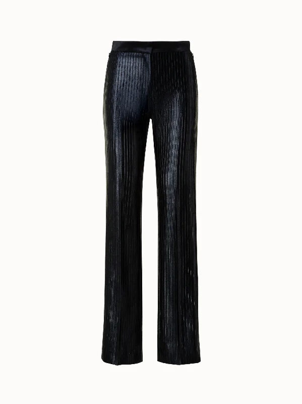 Relaxed Style Striped Techno Embroidery Straight Leg Pants