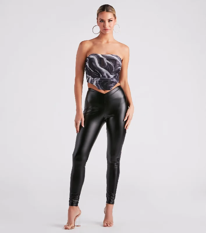 Modern Comfort Wear Stun The Streets Faux Leather Low-Rise Leggings