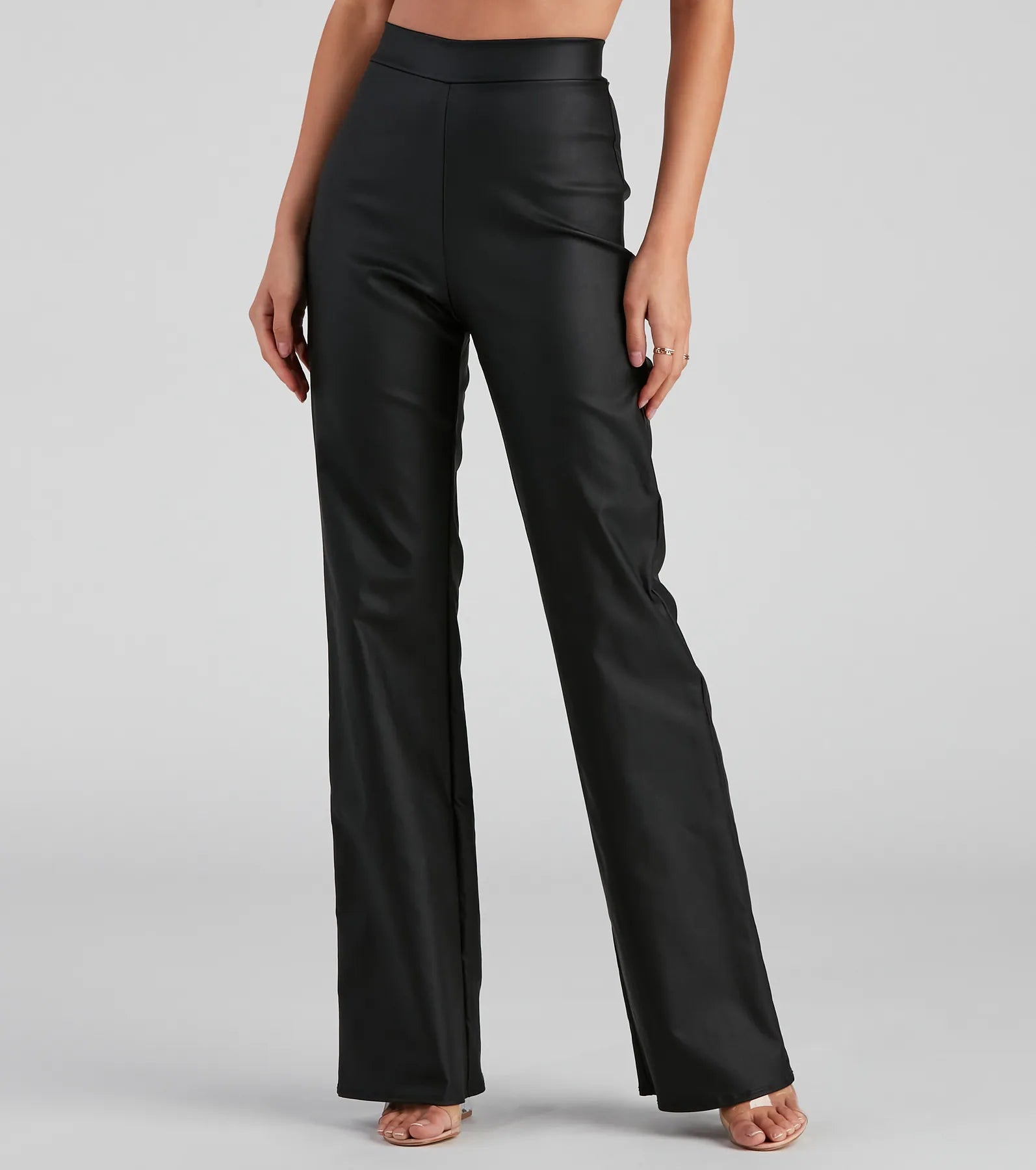 Boutique Recommendation Stylish Ambition Coated Wide-Leg Pants