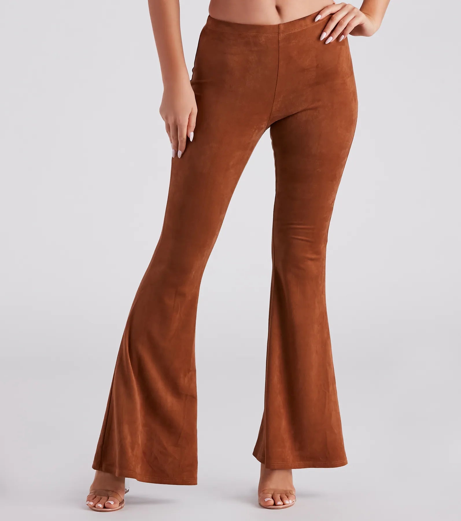 Fresh And Natural Stylish Pick Faux Suede Flare Pants