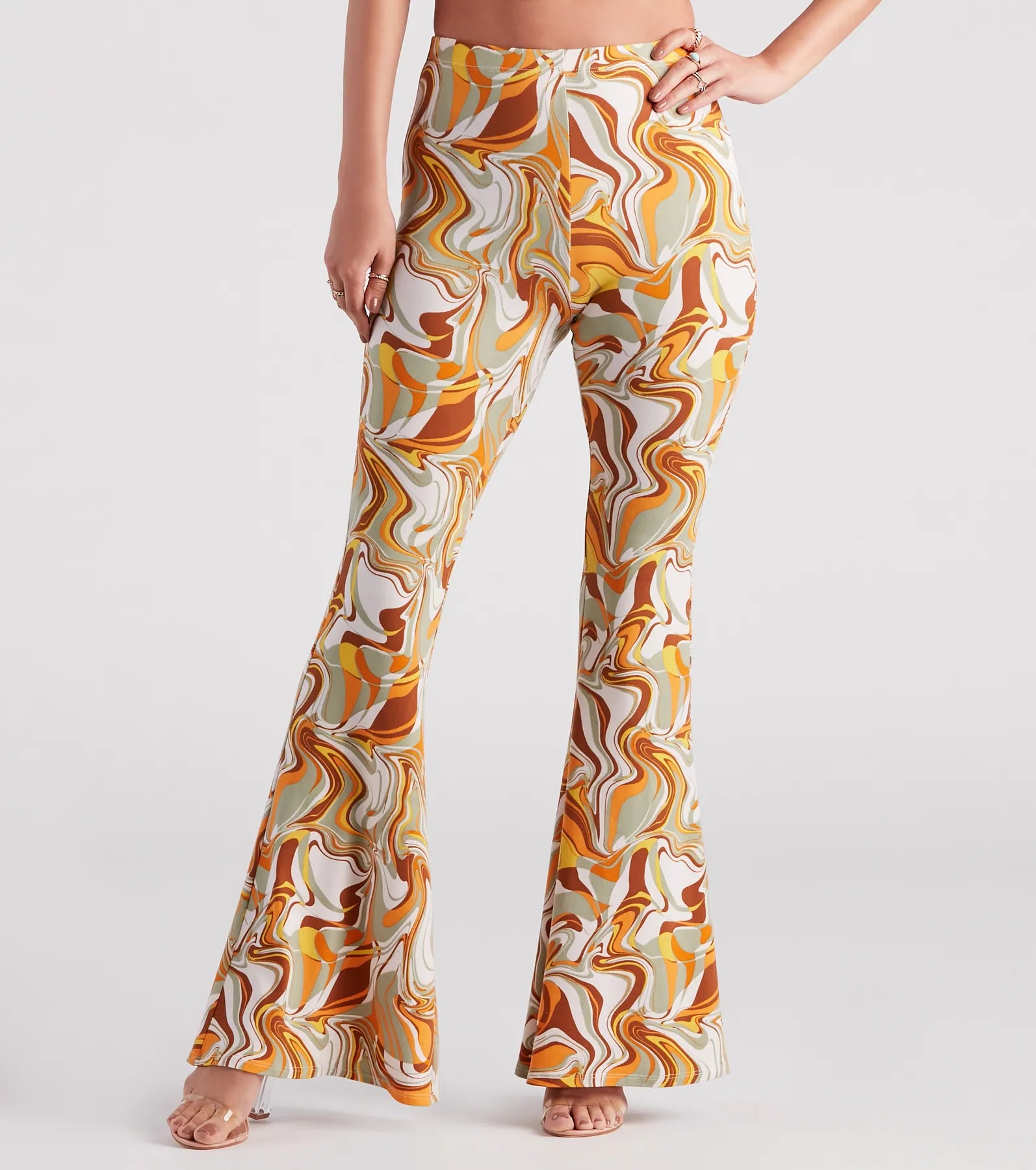 Cozy Outerwear Swirl Of Attraction Printed Flare Pants