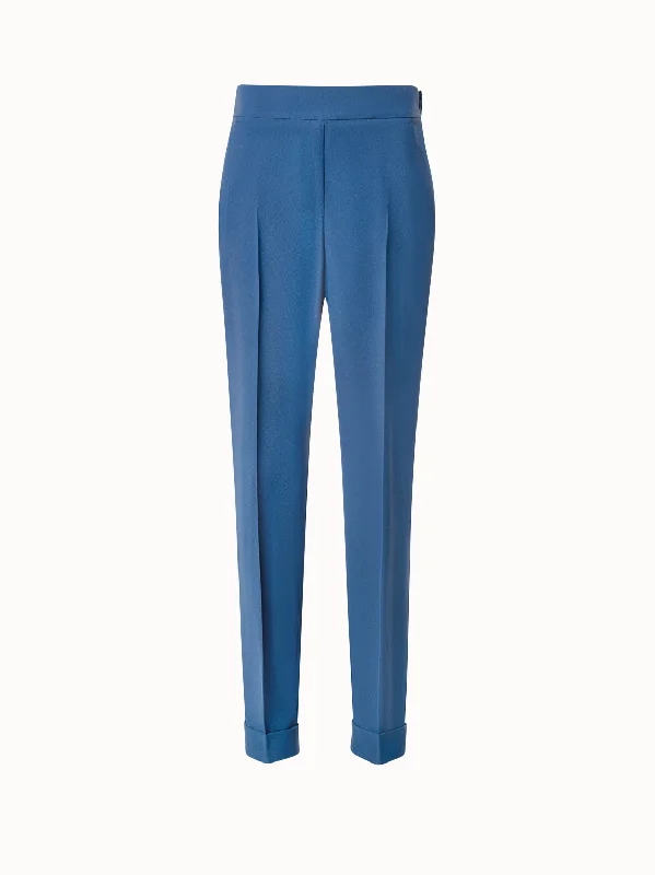 Exquisite Tailoring Tapered Crêpe Pants with Elastic Back