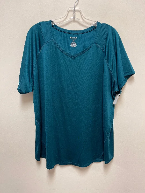 Moisture wicking Teal Athletic Top Short Sleeve Tek Gear, Size 2x