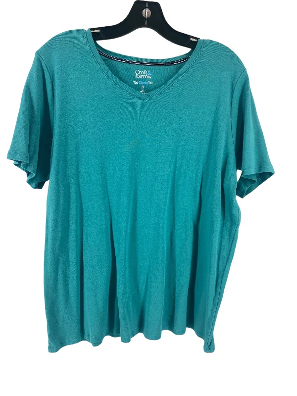 Urban Design Sense Teal Top Short Sleeve Basic Croft And Barrow, Size 1x