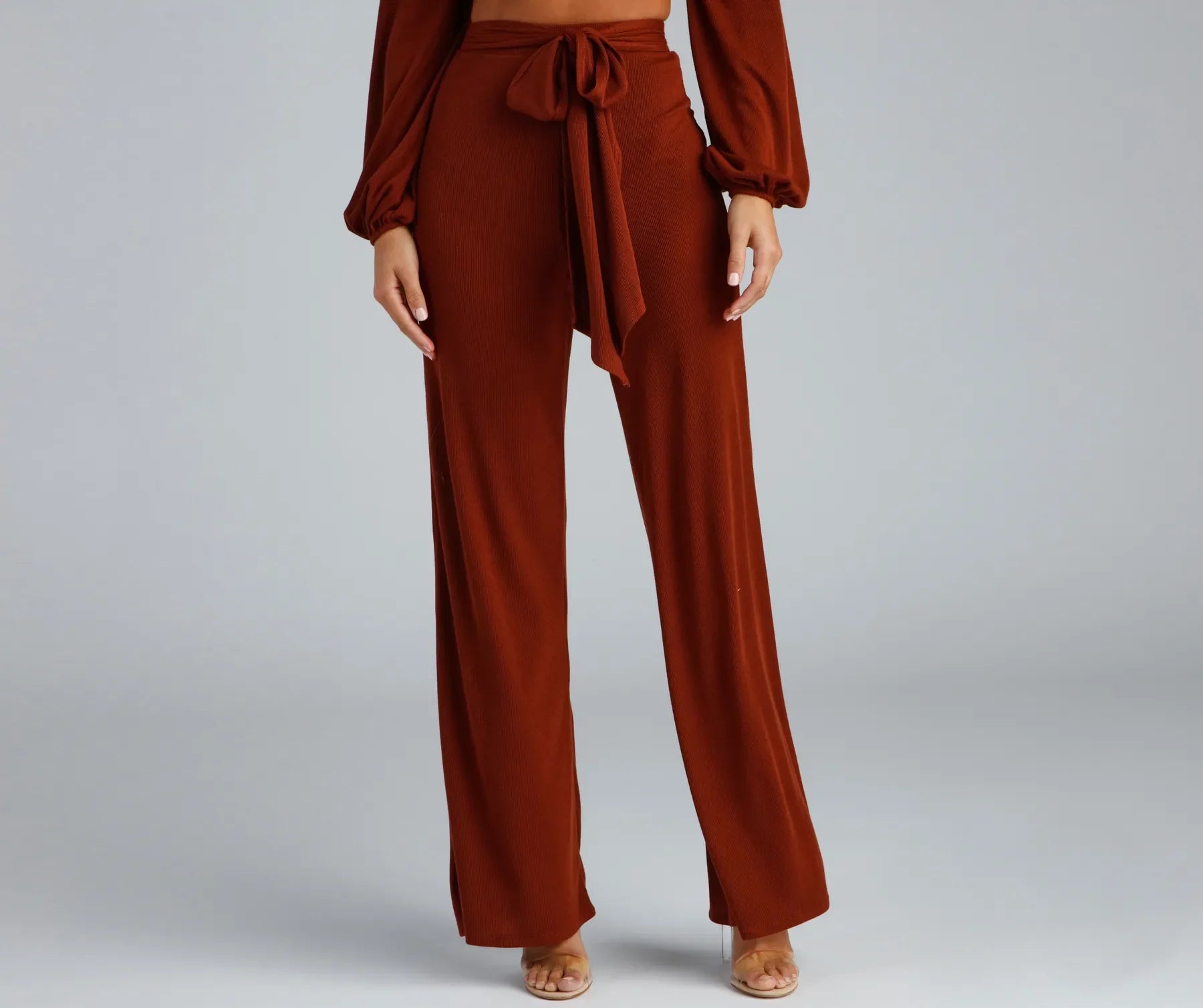Classic Items Tied Together Wide Leg Pants