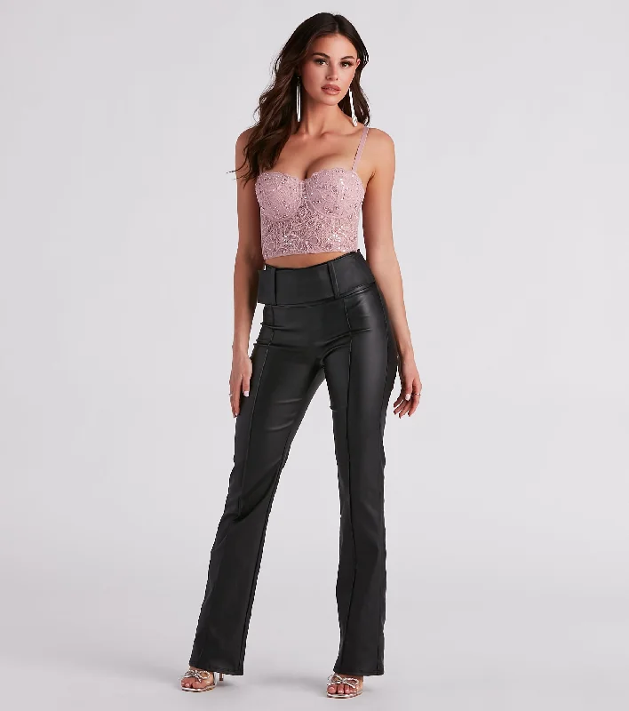 Unique Design Too Cool Coated Faux Leather Straight Leg Pants