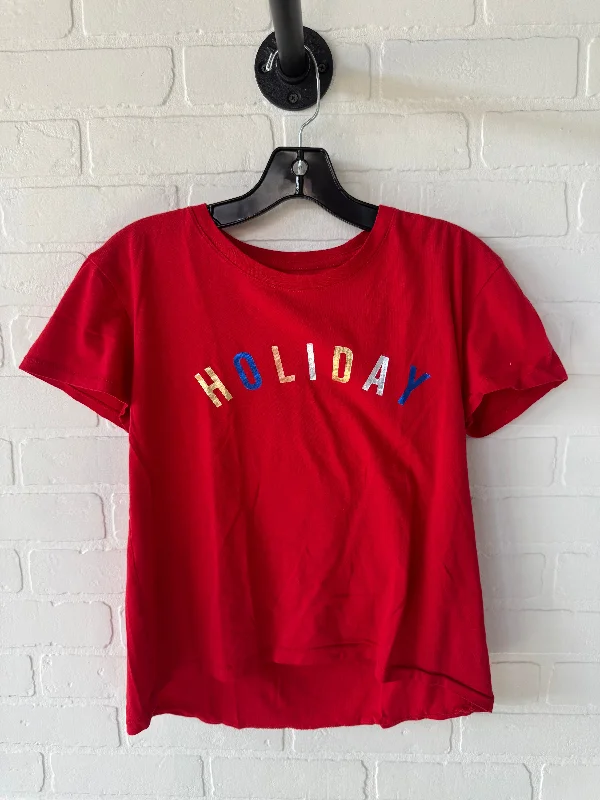 Versatile Items Top Short Sleeve Basic By Gap In Red, Size: S