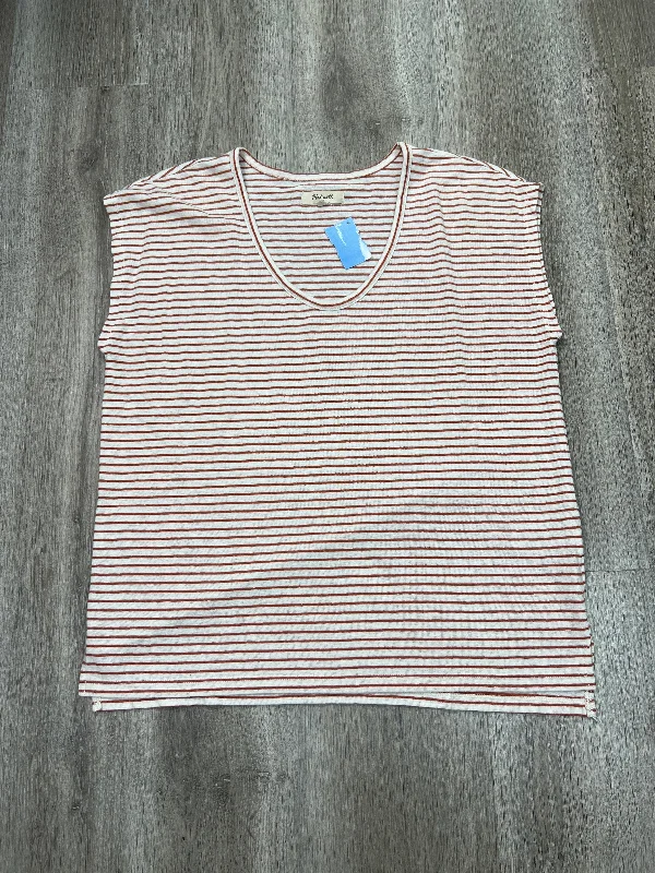 Exquisite Embroidery Top Short Sleeve Basic By Madewell In Striped Pattern, Size: S
