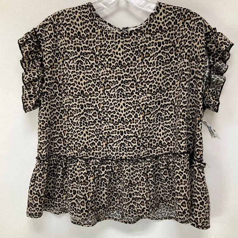 Top Short Sleeve Basic By Thml In Leopard Print, Size: Xs