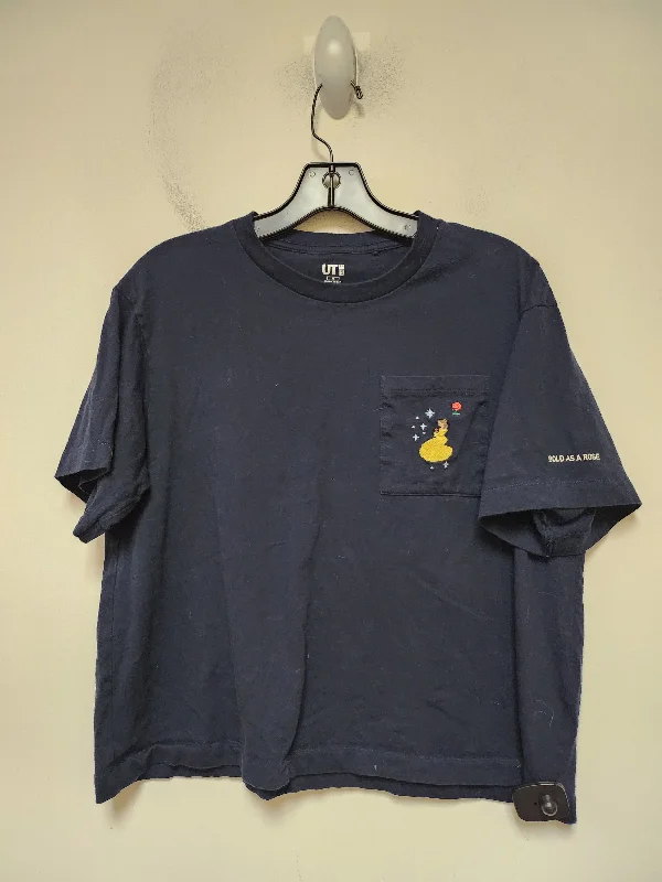 Lazy Style Top Short Sleeve Basic By Uniqlo In Navy, Size: M