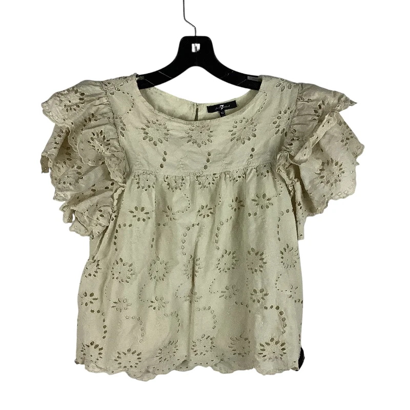 Breathable Comfort Top Short Sleeve By 7 For All Mankind In Tan, Size: Xs