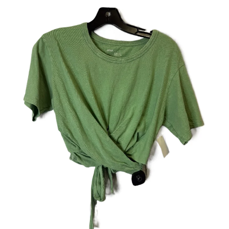 Embroidery Design Top Short Sleeve By Aerie In Green, Size: Xs