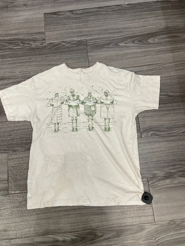 Cozy Outerwear Top Short Sleeve By American Eagle In Cream & Green, Size: Xs
