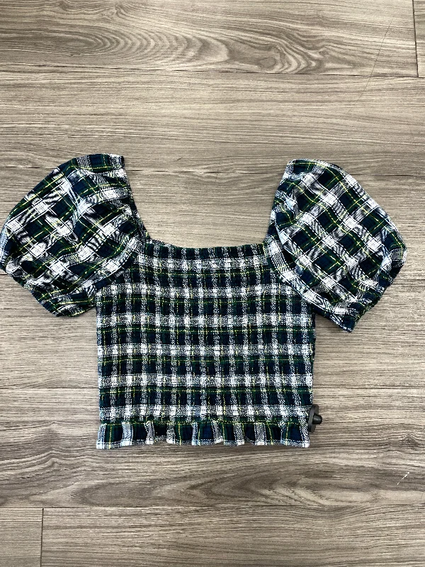 Comfortable Sweaters Top Short Sleeve By American Eagle In Plaid Pattern, Size: M