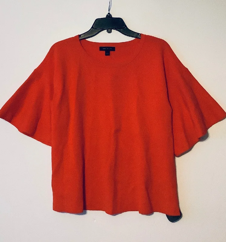 Fashion Must-have Top Short Sleeve By Ann Taylor In Orange, Size: L