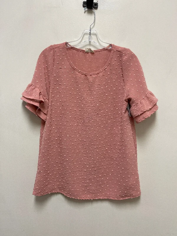 Exquisite Details Top Short Sleeve By Bibi In Pink, Size: S