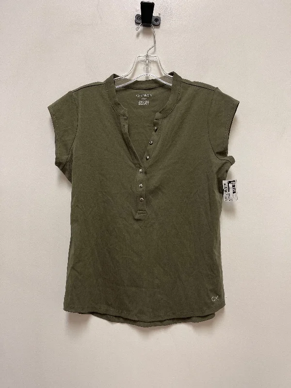 Easy Fashion Top Short Sleeve By Calvin Klein In Green, Size: M