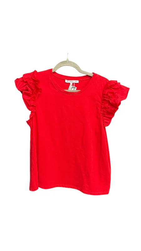 Effortless Style Top Short Sleeve By English Factory In Red, Size: L
