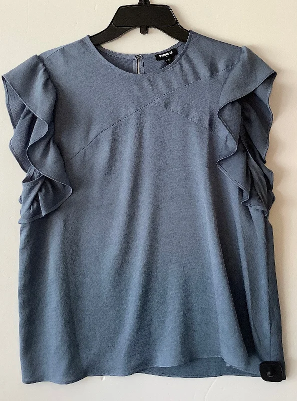 Casual Comfort Top Short Sleeve By Express In Blue, Size: L