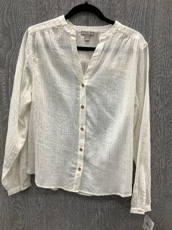 Classic Retro Top Short Sleeve By Falls Creek In Gold & White, Size: S