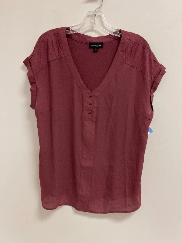 Must-have For Autumn And Winter Top Short Sleeve By Fortune & Ivy In Pink, Size: Xl