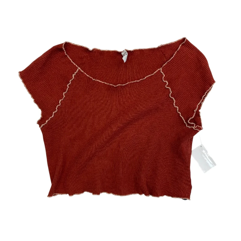 Elegant And Simple Top Short Sleeve By Free People In Orange, Size: M