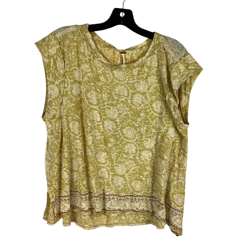 Cozy Outfit Top Short Sleeve By Free People In Yellow, Size: S