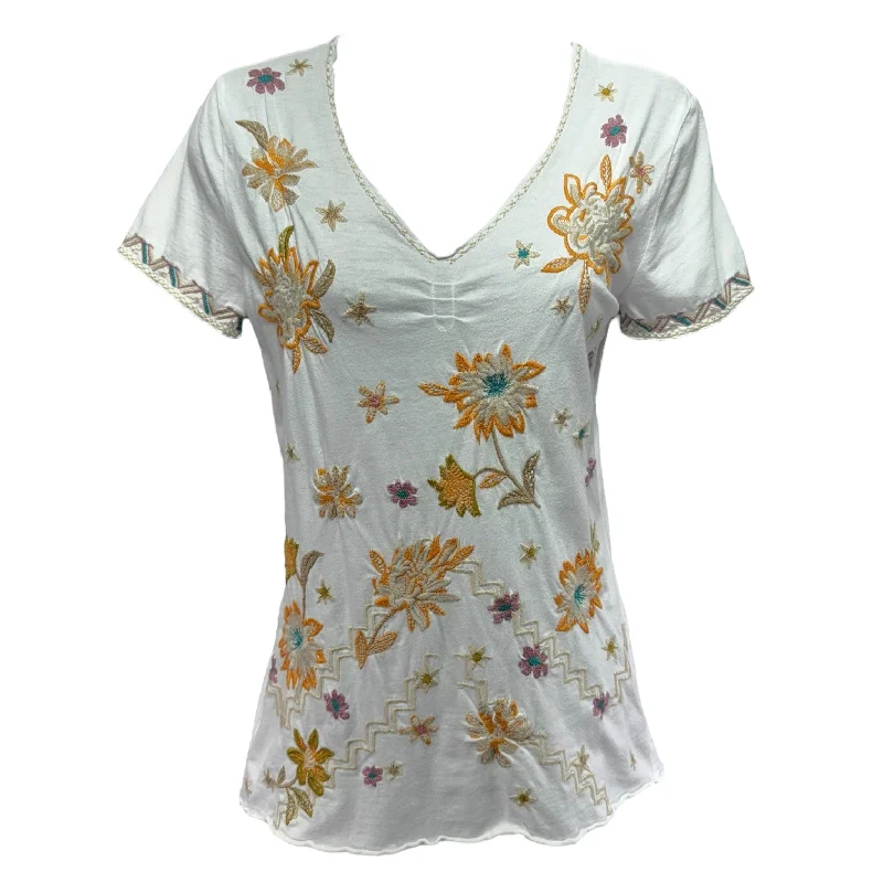 Classic Series Elia Floral Tee Designer By Johnny Was In Floral Print, Size: XXS