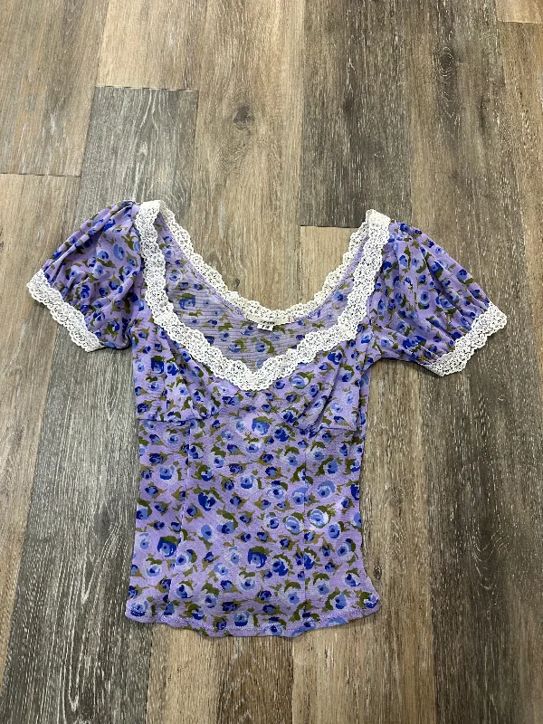 Sweet Breath Top Short Sleeve By Kimichi Blue In Purple, Size: M