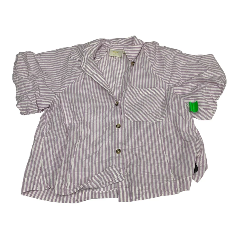 Weekend Wear Top Short Sleeve By Maeve In Striped Pattern, Size: L