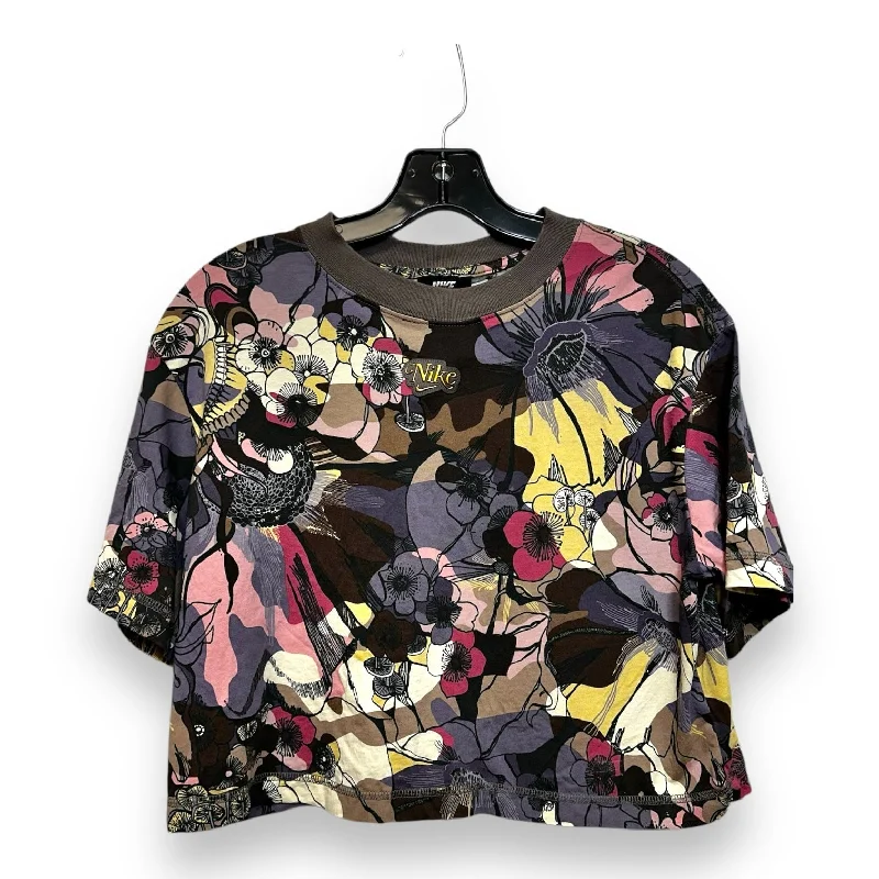 Trendy Layers Top Short Sleeve By Nike In Multi-colored, Size: S