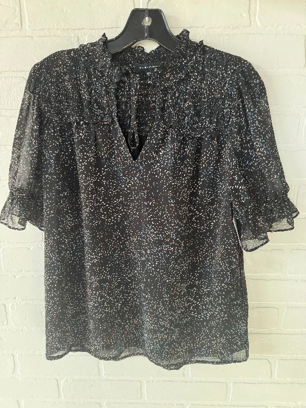 Exquisite Tailoring Top Short Sleeve By Pleione In Black, Size: S