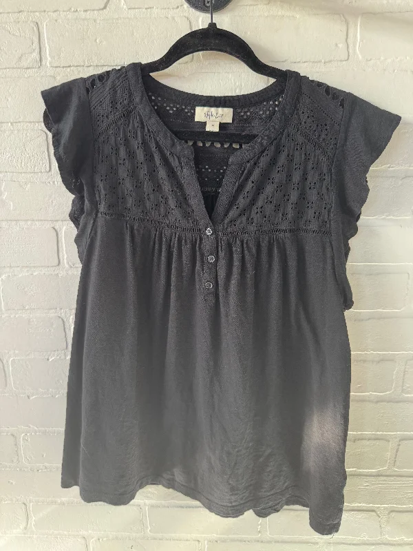 Relaxed Clothing Top Short Sleeve By Style And Company In Black, Size: M