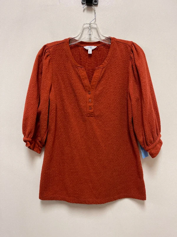 Lounge Wear Top Short Sleeve By Time And Tru In Orange, Size: S