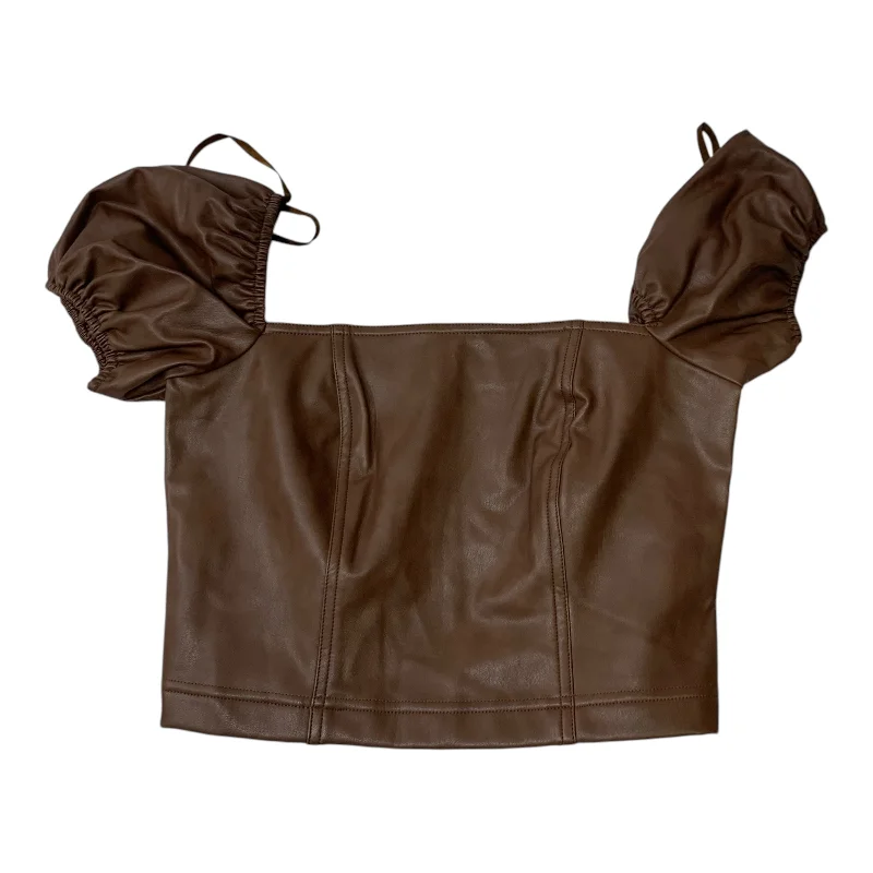 Casual Fit Top Short Sleeve Designer By 7 For All Mankind In Brown, Size: Xs