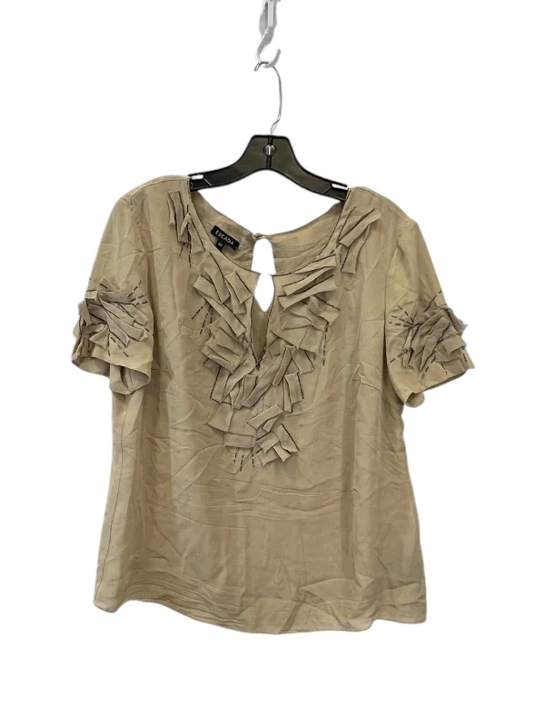 Soft Comfort Top Short Sleeve Designer By Escada In Black & Tan, Size: S
